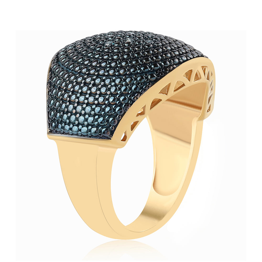 Goldplattierter Silberring mit blauem Diamant