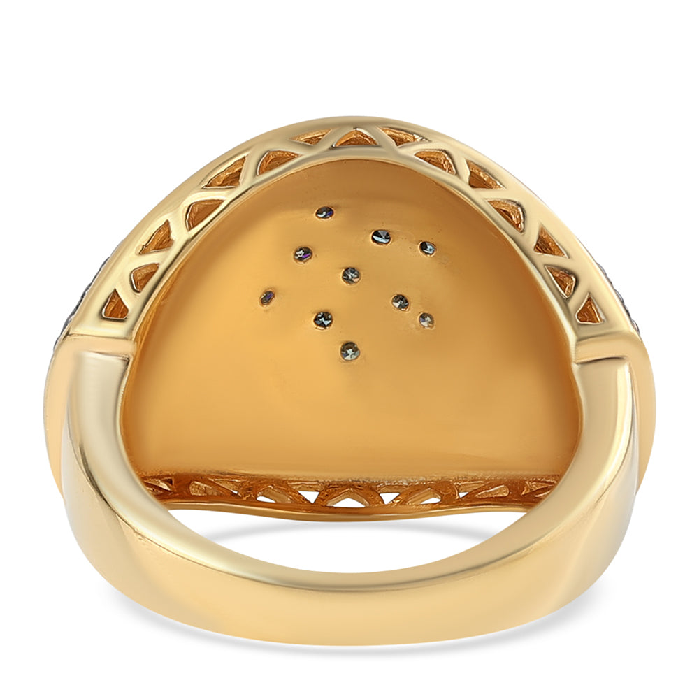 Goldplattierter Silberring mit blauem Diamant 3 