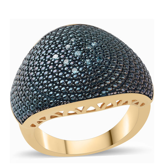 Goldplattierter Silberring mit blauem Diamant
