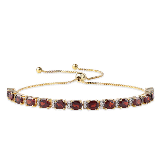 Goldplattiertes Silberarmband mit Barton Granat und weißem Topas