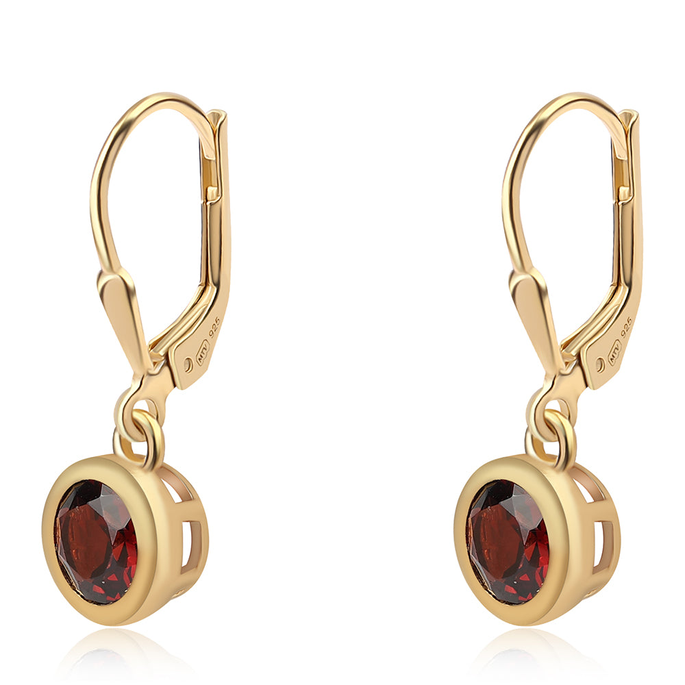 Goldplattierte Silberohrringe mit Barton Granat 2 