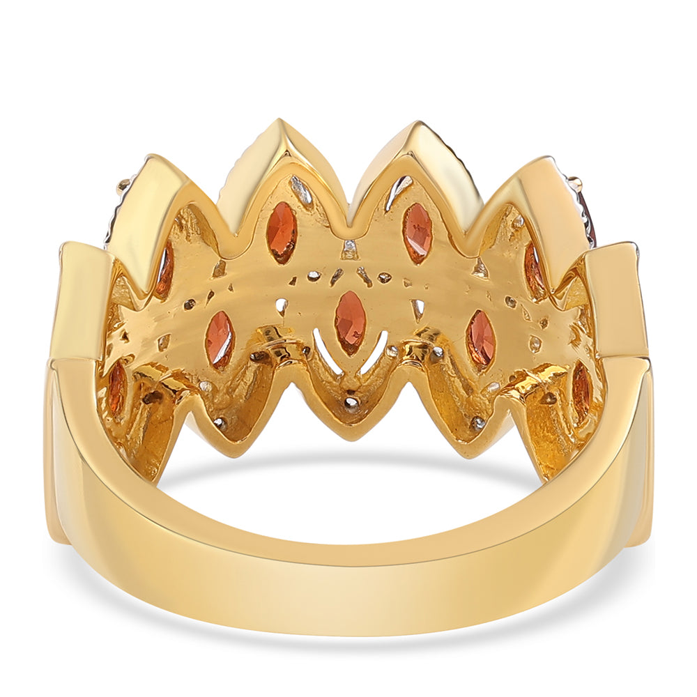 Goldplattierter Silberring mit Barton Granat und weißem Topas 3 
