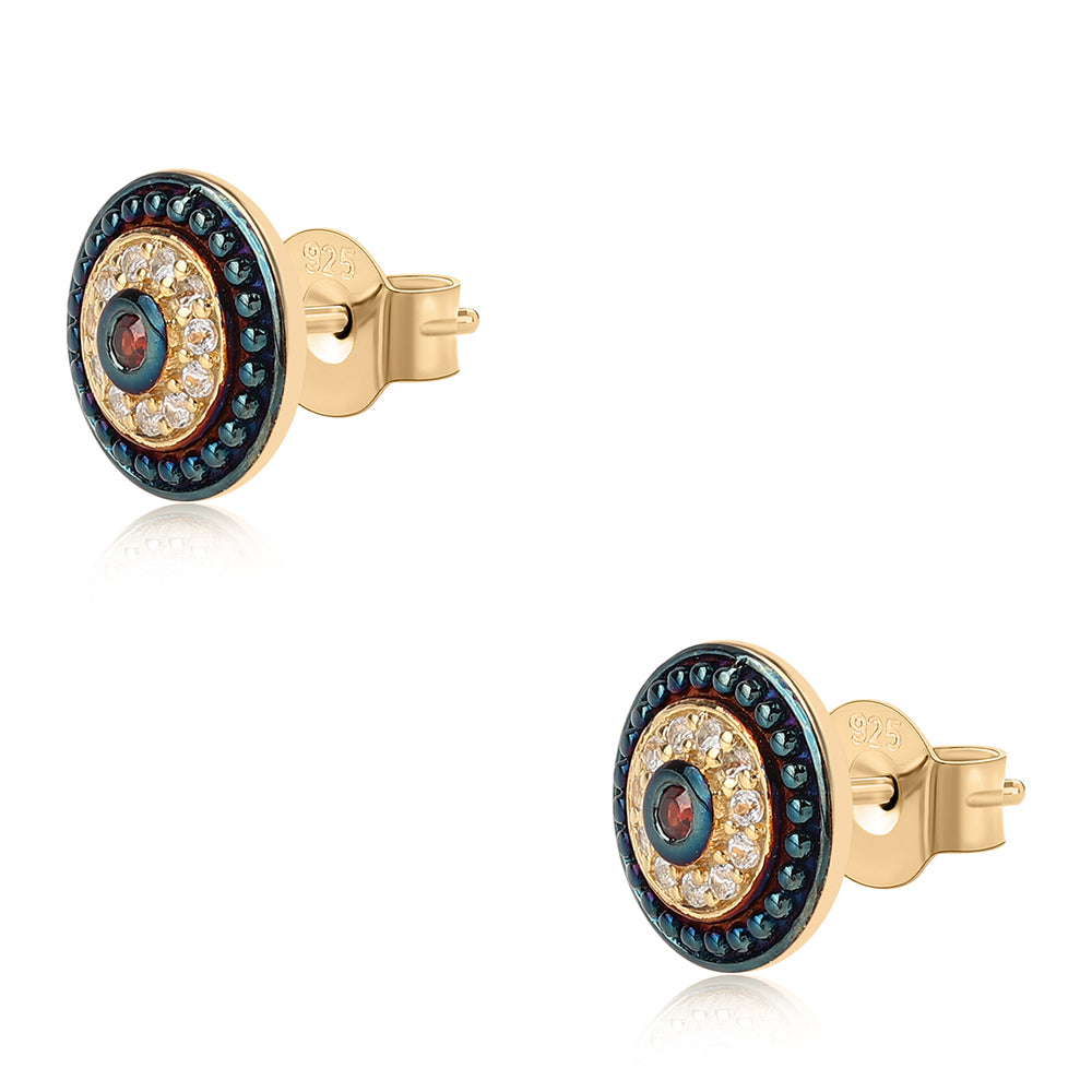 Goldplattierte Silberohrringe mit Barton Granat und weißem Topas 2 