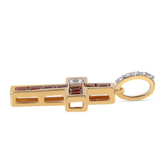 Goldplattierter Silberanhänger mit Barton Granat und weißem Topas