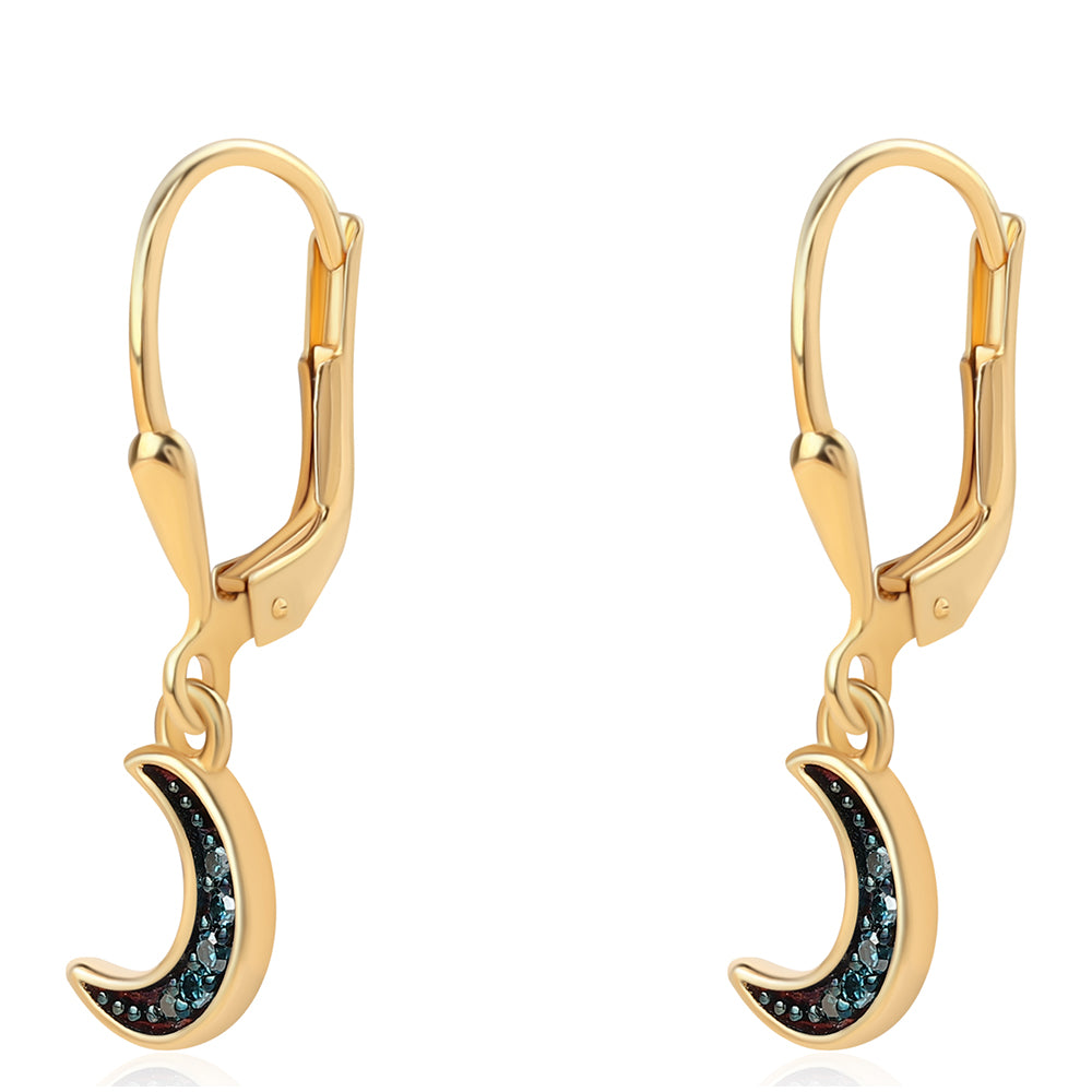 Goldplattierte Silberohrringe mit blauem Diamant 2 