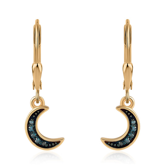 Goldplattierte Silberohrringe mit blauem Diamant