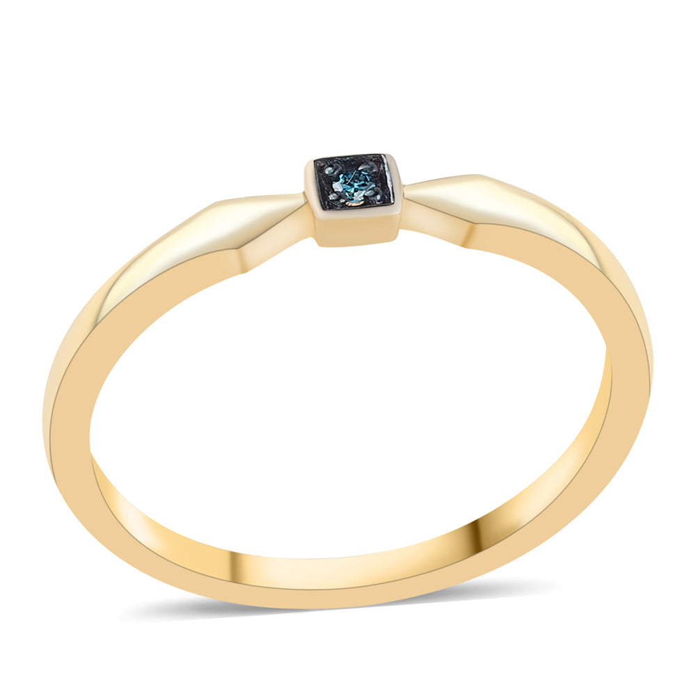 Goldplattierter Silberring mit blauem Diamant 1 