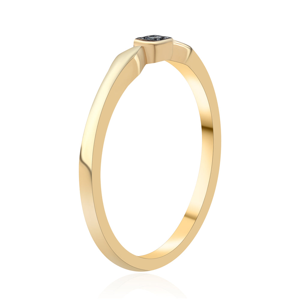 Goldplattierter Silberring mit blauem Diamant