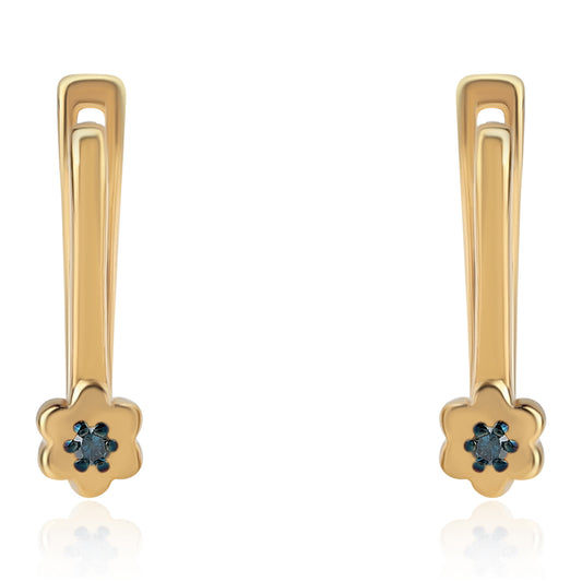 Goldplattierte Silberohrringe mit blauem Diamant