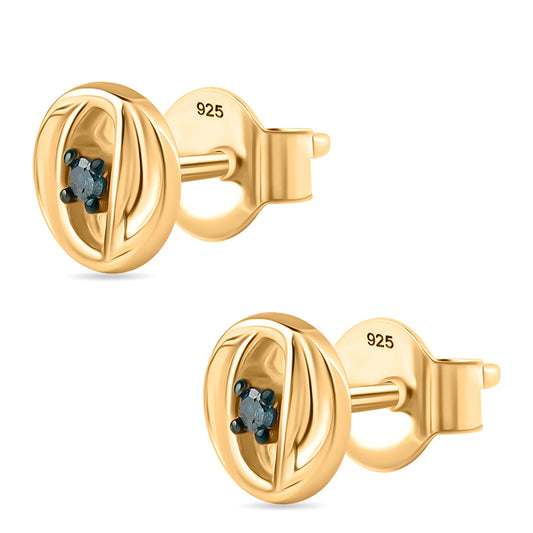 Goldplattierte Silberohrringe mit blauem Diamant