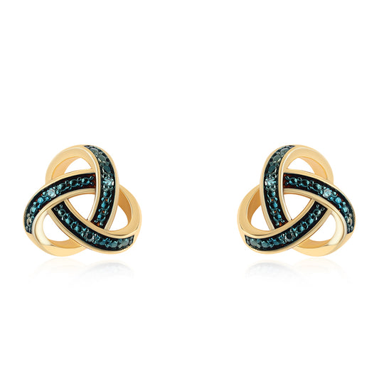 Goldplattierte Silberohrringe mit blauem Diamant