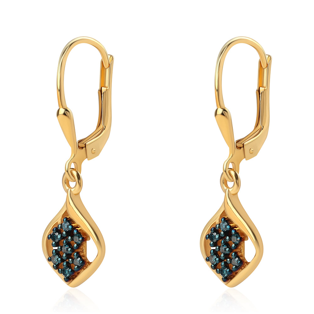Goldplattierte Silberohrringe mit blauem Diamant 2 