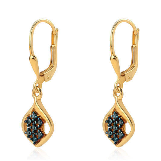 Goldplattierte Silberohrringe mit blauem Diamant