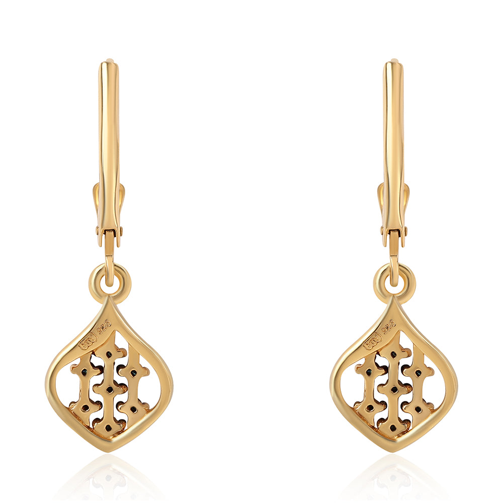 Goldplattierte Silberohrringe mit blauem Diamant 3 