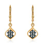 Goldplattierte Silberohrringe mit blauem Diamant