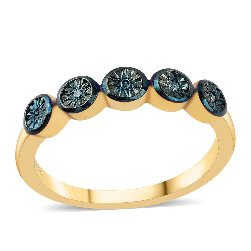 Goldplattierter Silberring mit blauem Diamant 1 