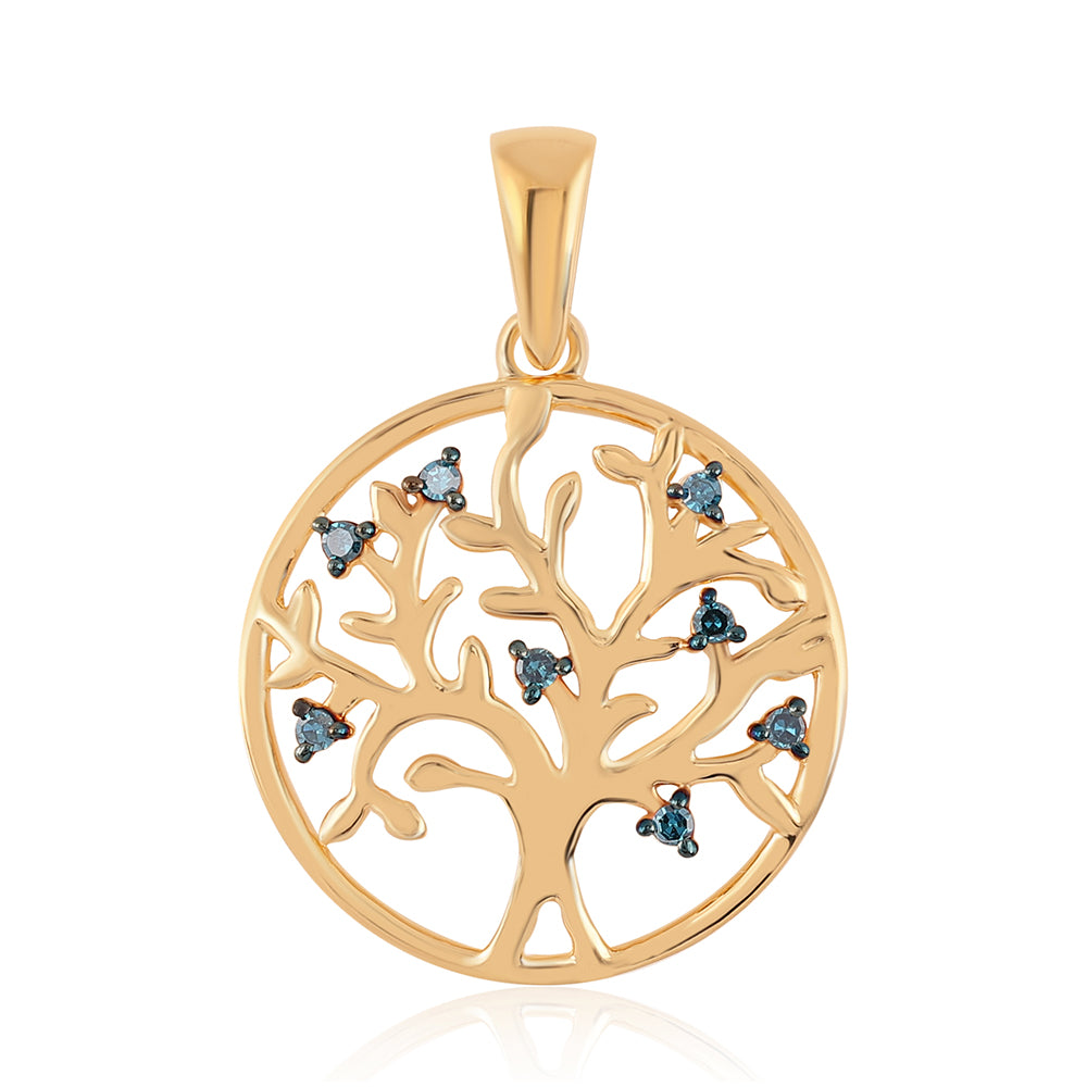 Goldplattierter Silberanhänger mit blauem Diamant 1 