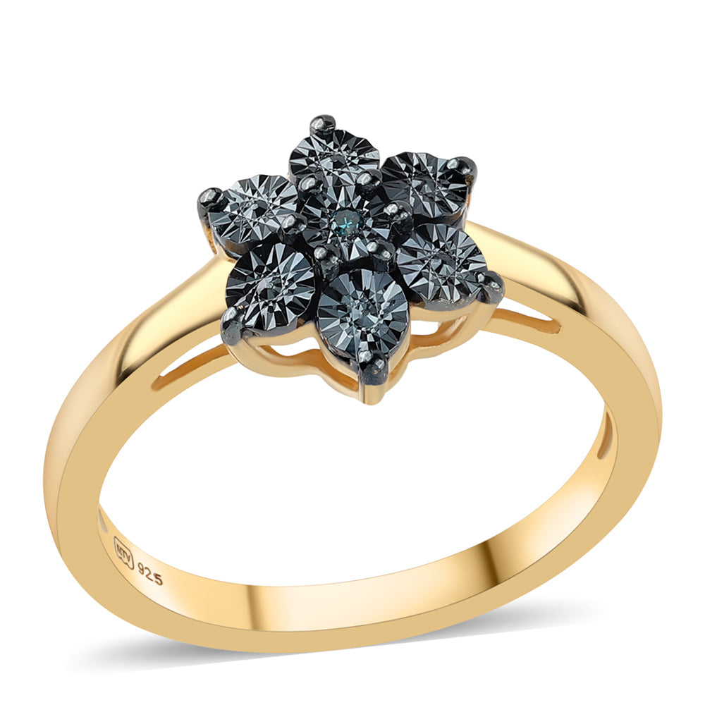 Goldplattierter Silberring mit blauem Diamant 1 