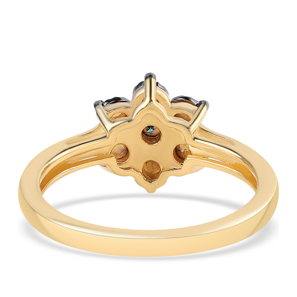 Goldplattierter Silberring mit blauem Diamant