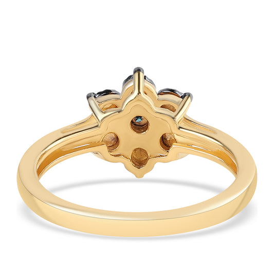 Goldplattierter Silberring mit blauem Diamant