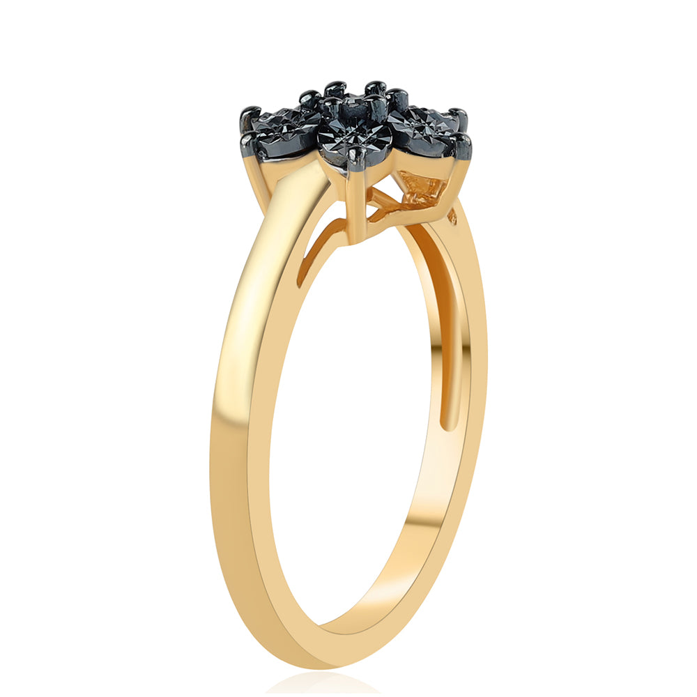 Goldplattierter Silberring mit blauem Diamant