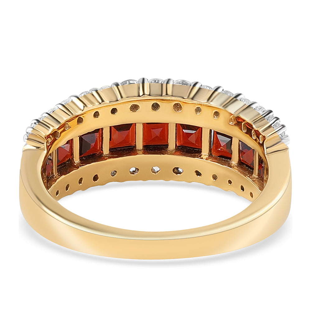 Goldplattierter Silberring mit Barton Granat und weißem Topas