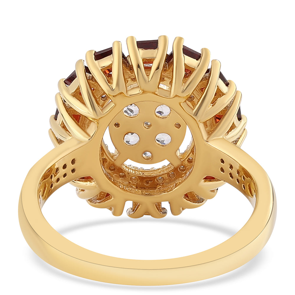 Goldplattierter Silberring mit Barton Granat und weißem Topas 3 