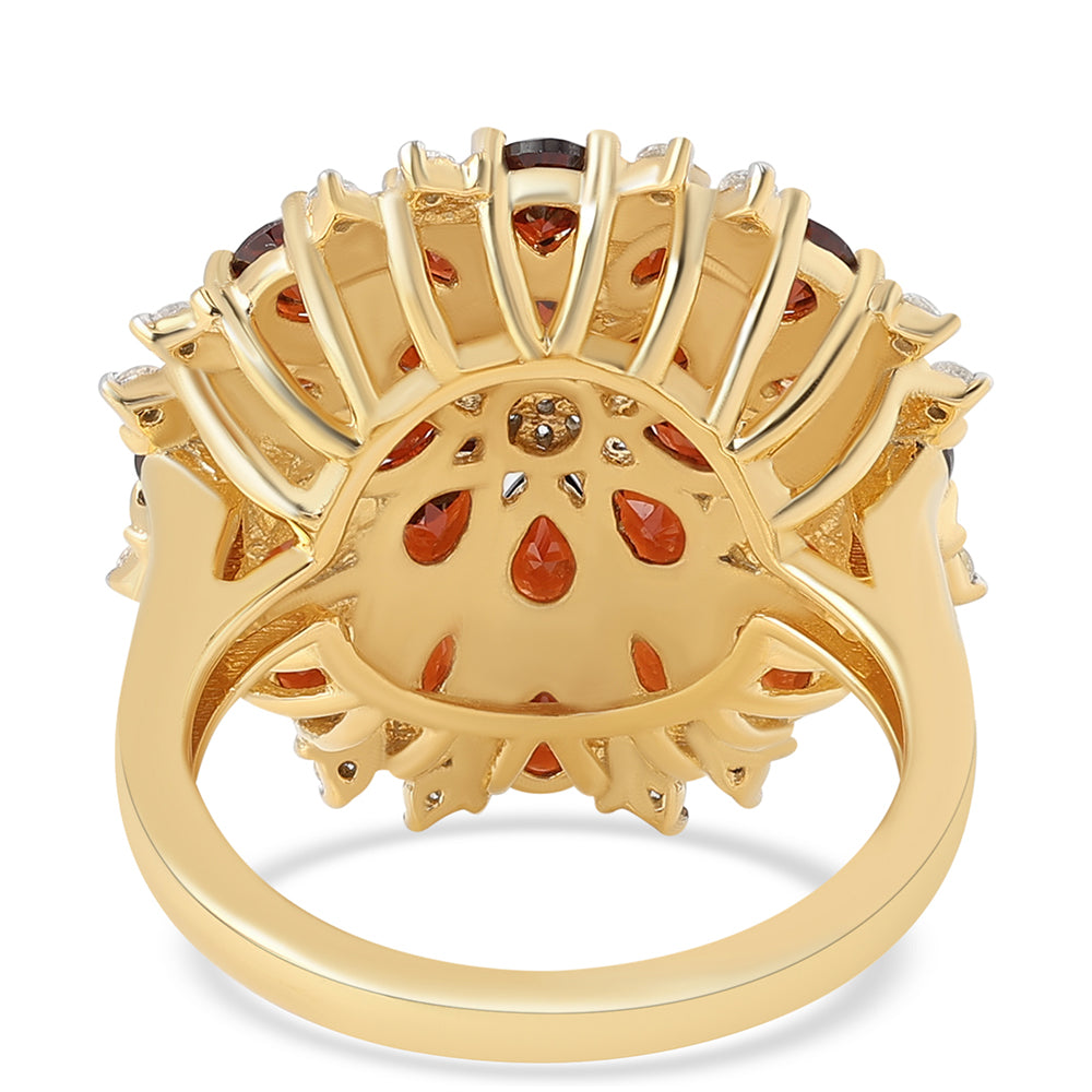 Goldplattierter Silberring mit Barton Granat und weißem Topas 3 