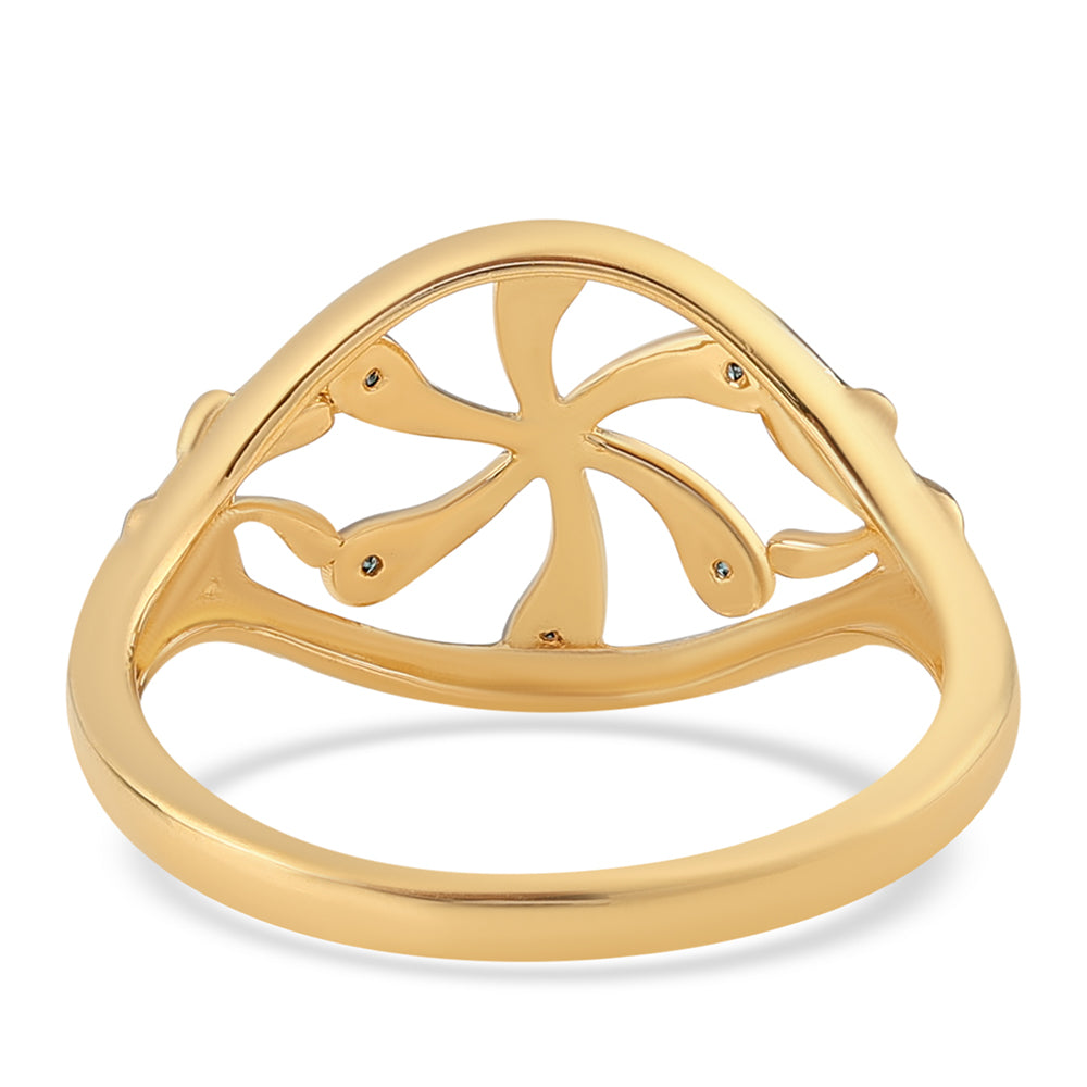 Goldplattierter Silberring mit blauem Diamant 3 