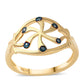 Goldplattierter Silberring mit blauem Diamant