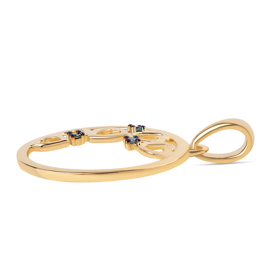 Goldplattierter Silberanhänger mit blauem Diamant
