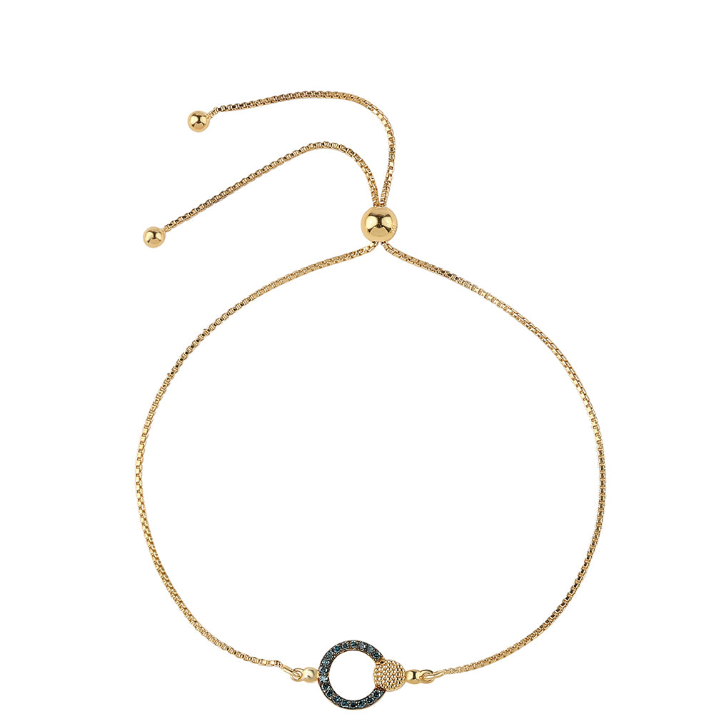 Goldplattiertes Silberarmband mit blauem Diamant 1 