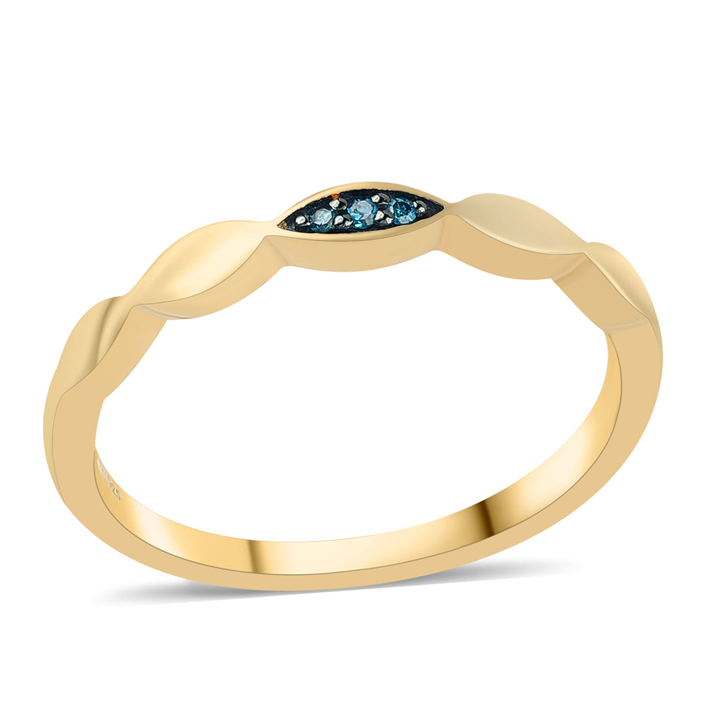 Goldplattierter Silberring mit blauem Diamant 1 