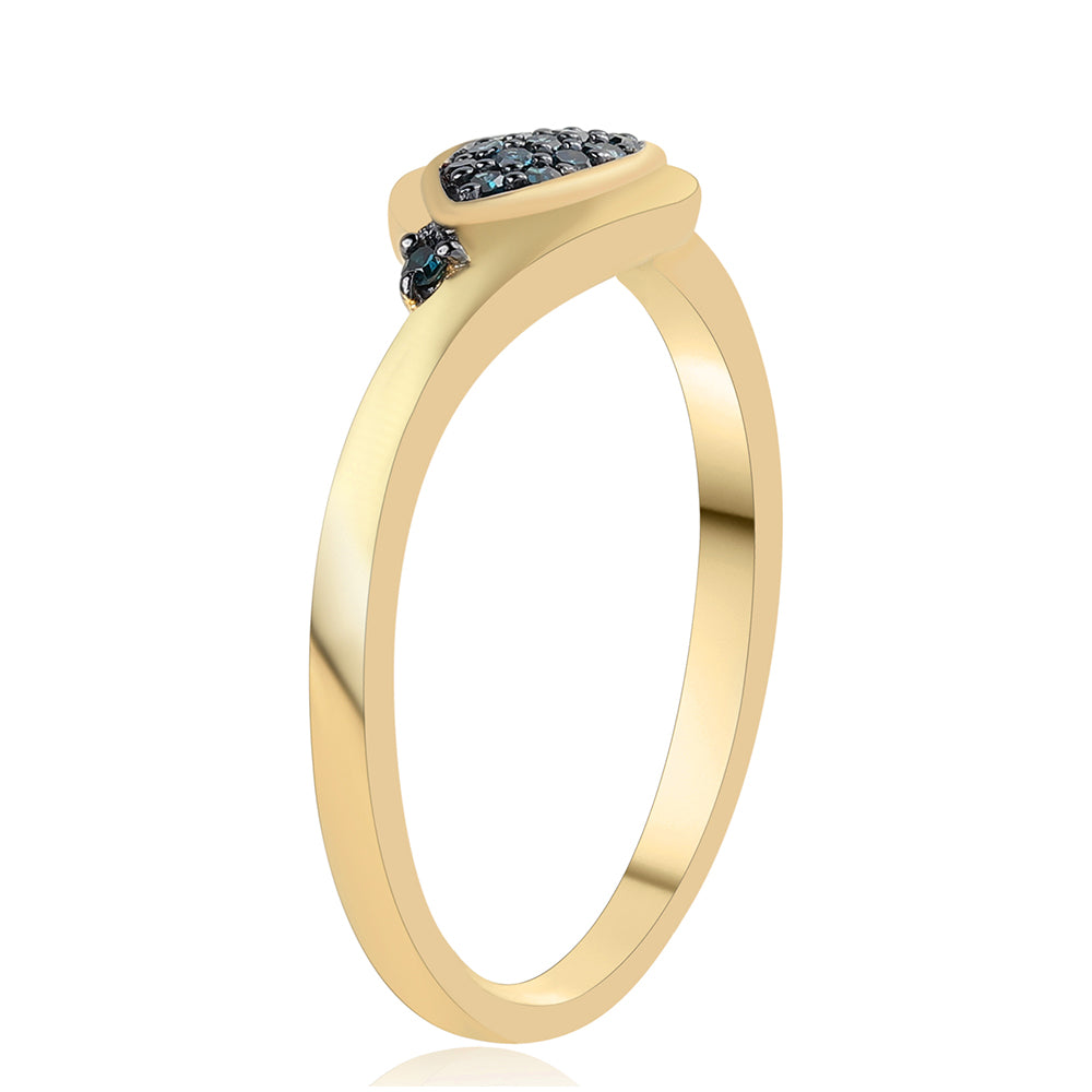 Goldplattierter Silberring mit blauem Diamant