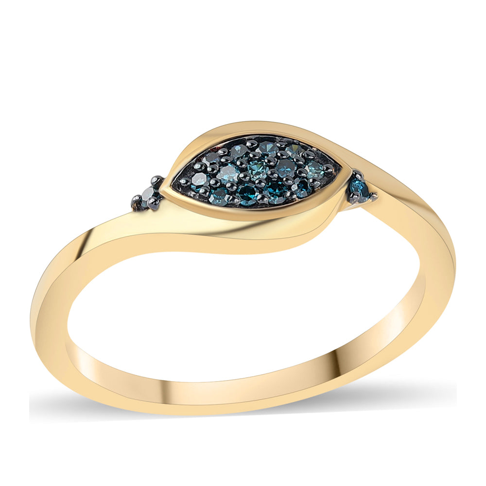 Goldplattierter Silberring mit blauem Diamant 1 