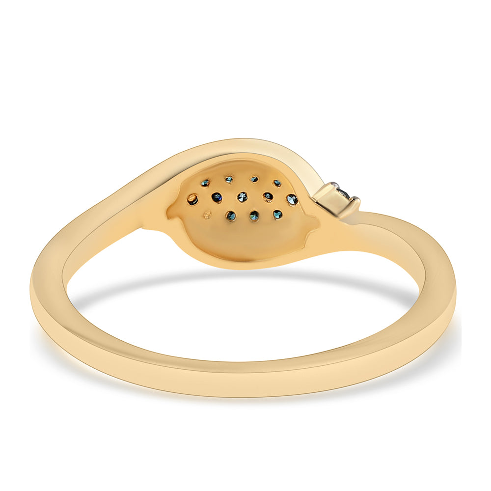 Goldplattierter Silberring mit blauem Diamant 3 