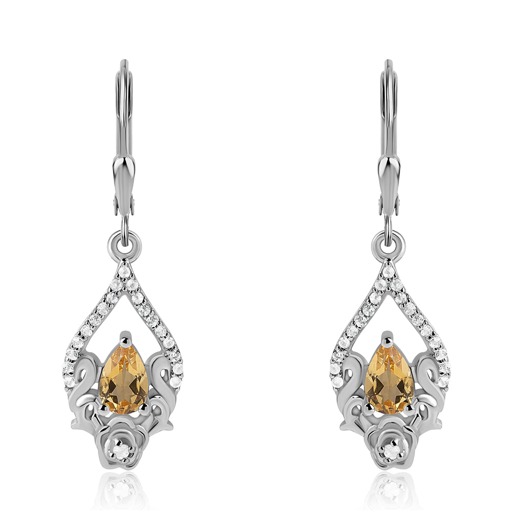 Silberohrringe mit Zitrin und weißem Topas