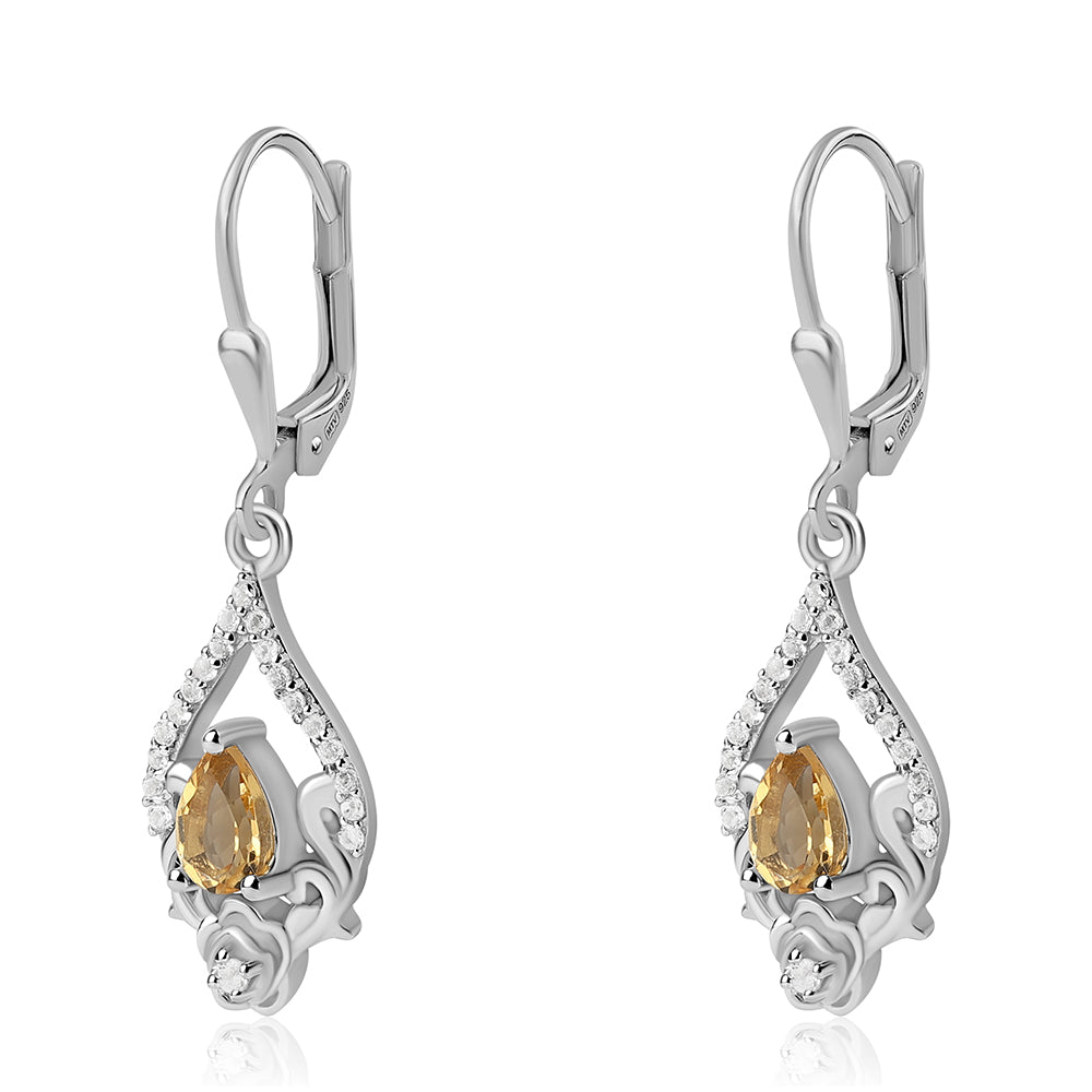 Silberohrringe mit Zitrin und weißem Topas