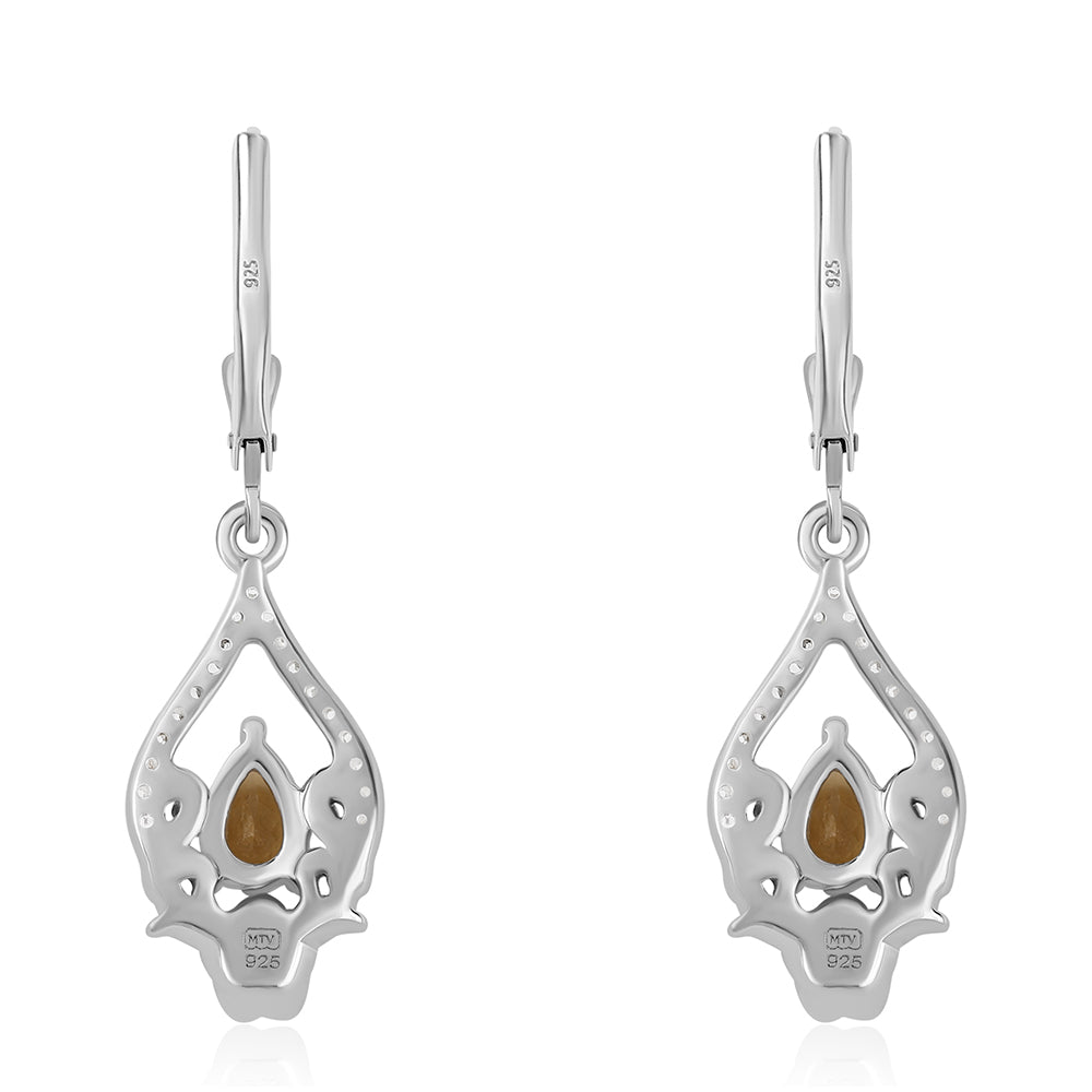 Silberohrringe mit Zitrin und weißem Topas 3 