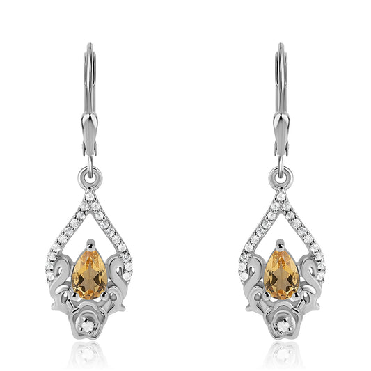 Silberohrringe mit Zitrin und weißem Topas