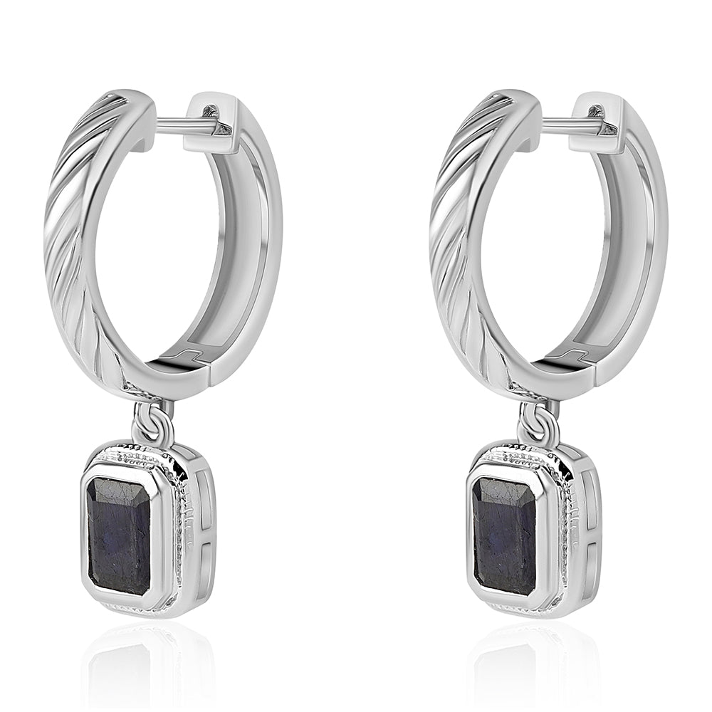Silberohrringe mit australischem blauem Saphir