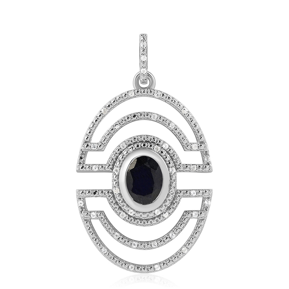 Silberanhänger mit australischem blauem Saphir und weißem Topas 1 