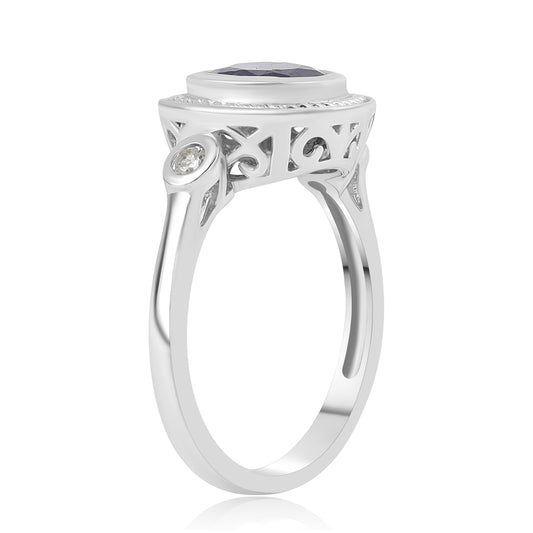 Silberring mit australischem blauem Saphir und weißem Topas