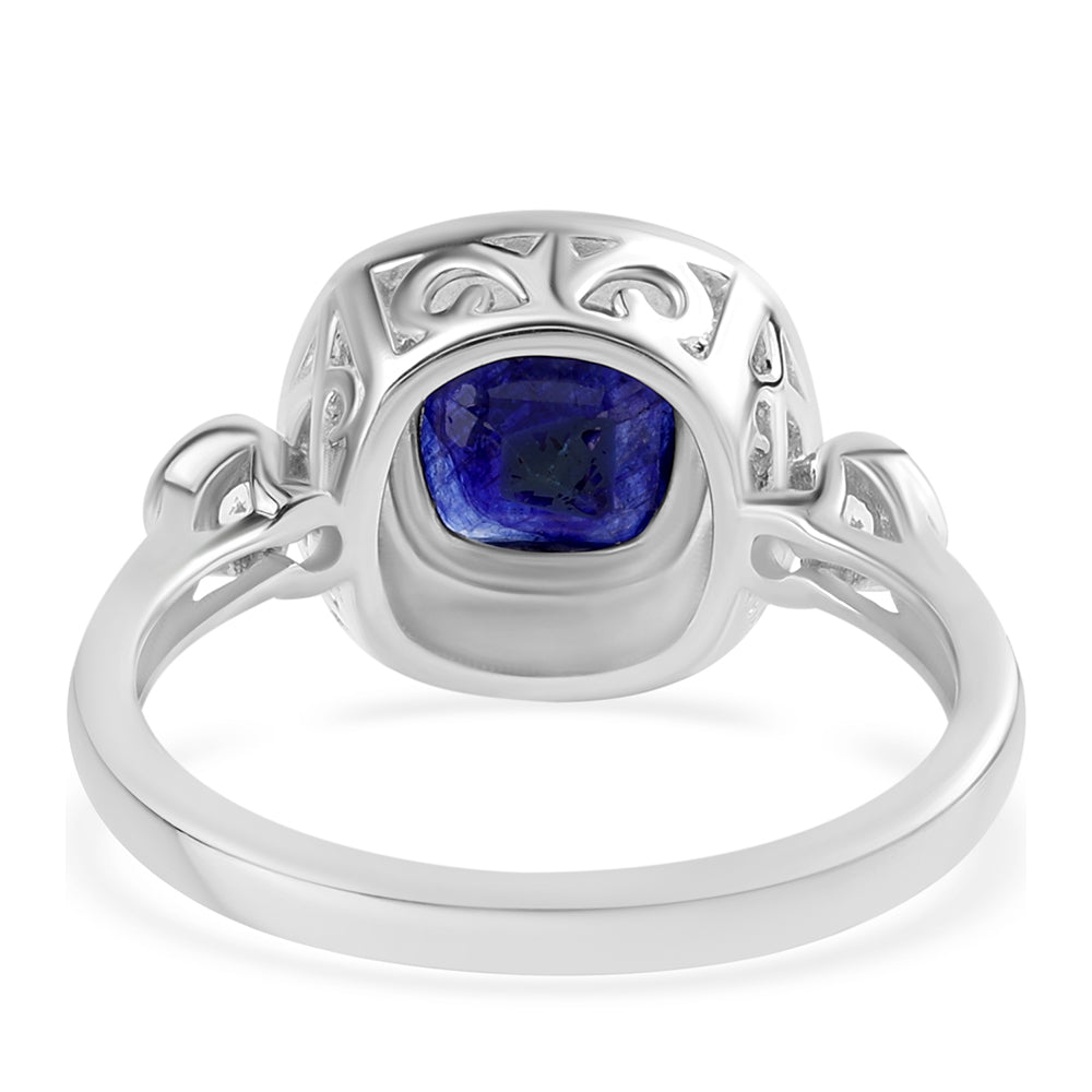 Silberring mit australischem blauem Saphir und weißem Topas 3 