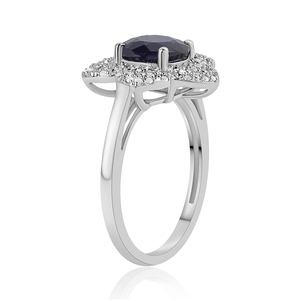 Silberring mit australischem blauem Saphir und weißem Topas