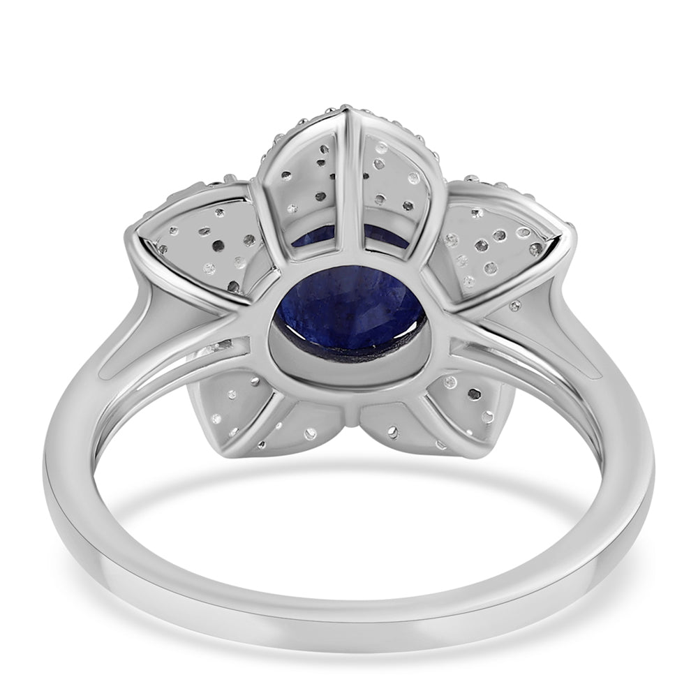 Silberring mit australischem blauem Saphir und weißem Topas