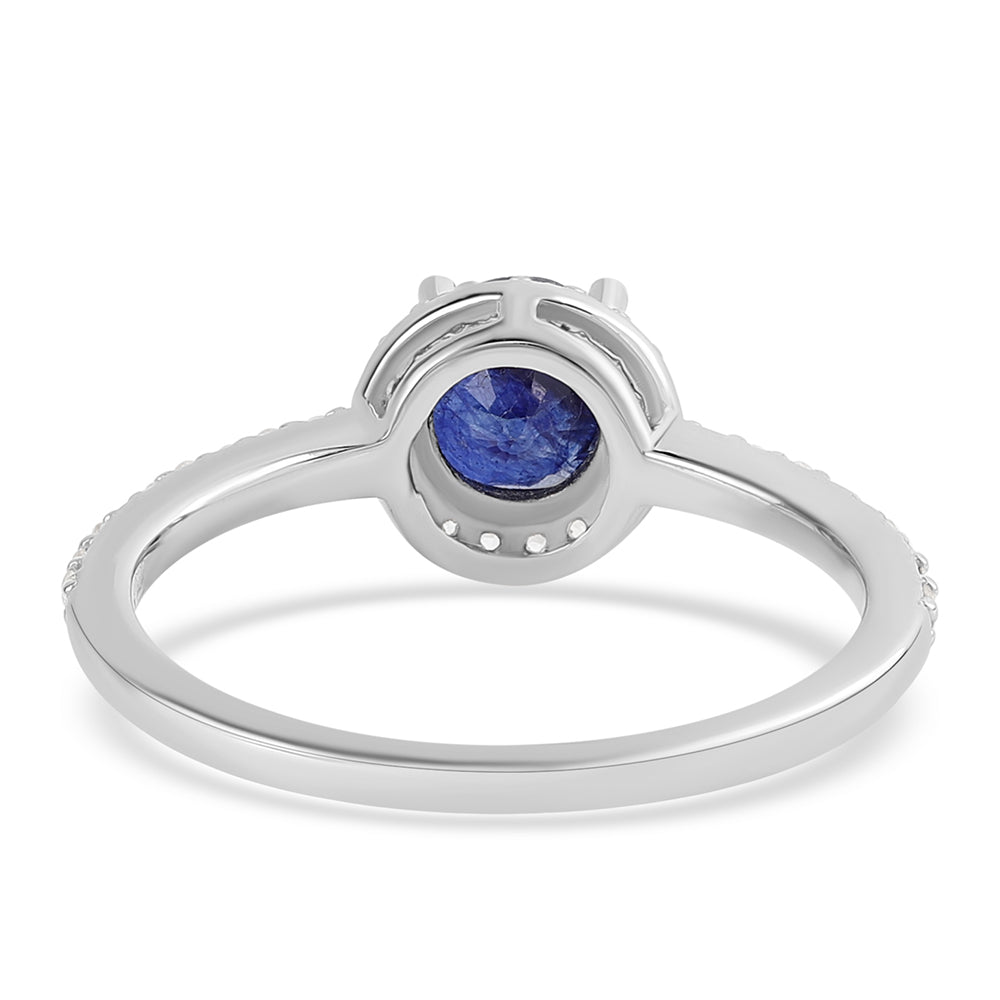 Silberring mit australischem blauem Saphir und weißem Topas 3 