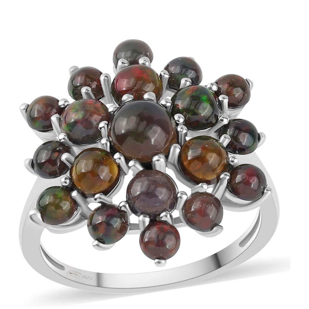 Silberring mit mitternachtsschwarzem äthiopischen Opal aus Lega Dembi 1 