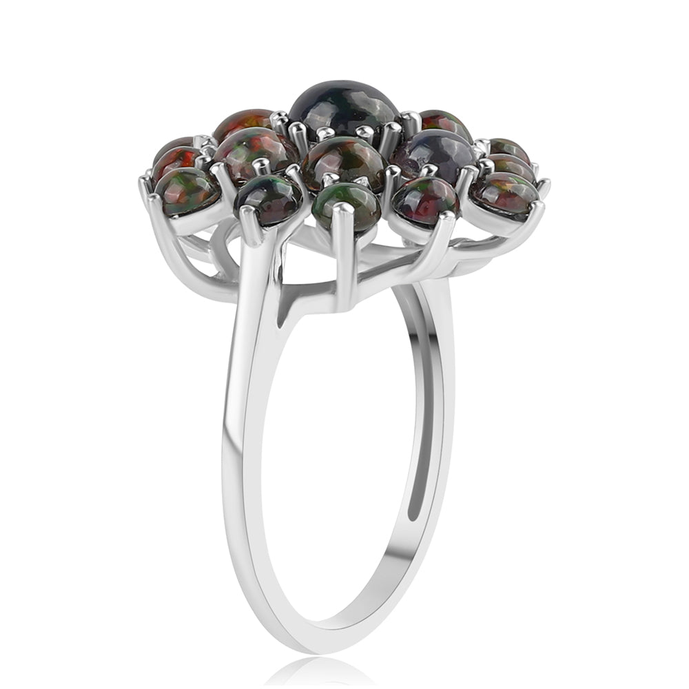 Silberring mit mitternachtsschwarzem äthiopischen Opal aus Lega Dembi