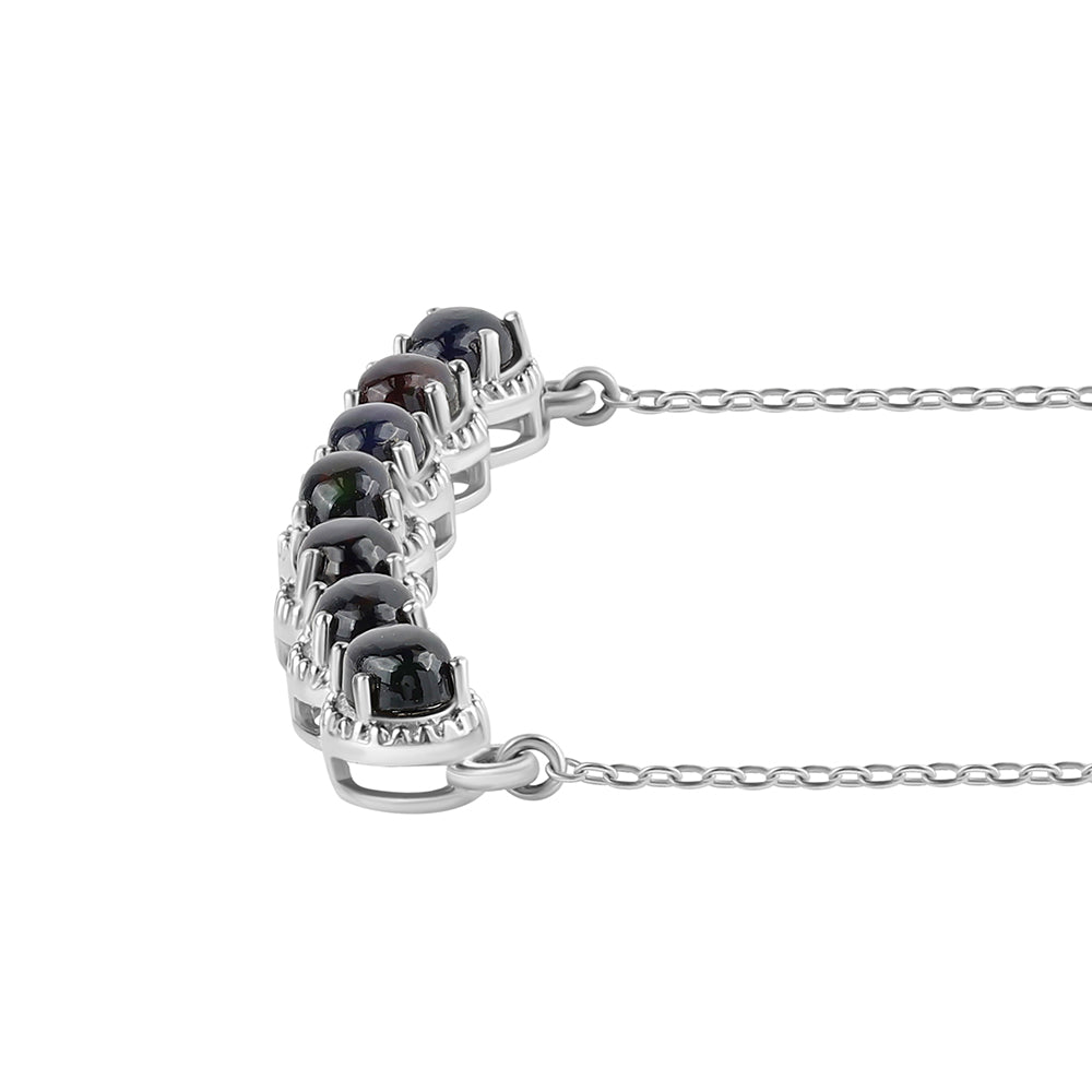 Silberhalskette mit mitternachtsschwarzem äthiopischen Opal aus Lega Dembi